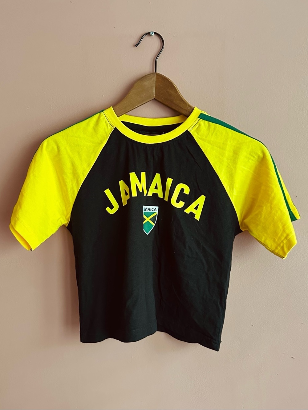 Jamaica Colorblock Crop Tee - Black & Yellow